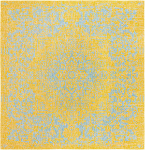 Yellow and Aqua 13' 1 x 13' 1 Jill Zarin Outdoor Square Area Rug Weather Resistant for Patio, Deck, Terrace, Balcony, Porch Durable 100% Polypropylene Carpet for Outside for Sale at Rug Engine