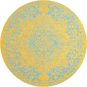 Yellow and Aqua 13' 1 x 13' 1 Jill Zarin Outdoor Round Area Rug Weather Resistant for Patio, Deck, Terrace, Balcony, Porch Durable 100% Polypropylene Carpet for Outside for Sale at Rug Engine