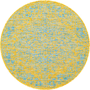 Yellow and Aqua 3' 1 x 3' 1 Jill Zarin Outdoor Round Area Rug Weather Resistant for Patio, Deck, Terrace, Balcony, Porch Durable 100% Polypropylene Carpet for Outside for Sale at Rug Engine