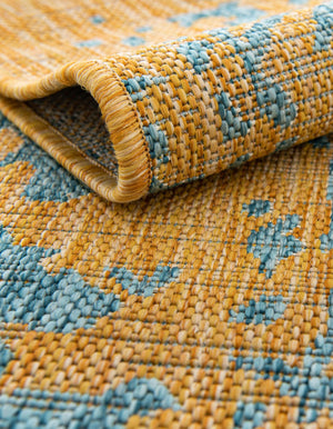 Yellow and Aqua 2' x 6' 1 Jill Zarin Outdoor Runner Area Rug Weather Resistant for Patio, Deck, Terrace, Balcony, Porch Durable 100% Polypropylene Carpet for Outside for Sale at Rug Engine