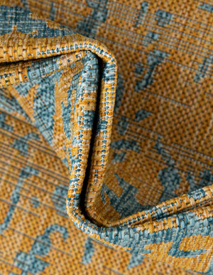 Yellow and Aqua 2' x 8' Jill Zarin Outdoor Runner Area Rug Weather Resistant for Patio, Deck, Terrace, Balcony, Porch Durable 100% Polypropylene Carpet for Outside for Sale at Rug Engine