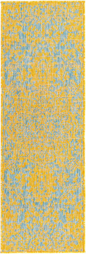 Yellow and Aqua 2' x 6' 1 Jill Zarin Outdoor Runner Area Rug Weather Resistant for Patio, Deck, Terrace, Balcony, Porch Durable 100% Polypropylene Carpet for Outside for Sale at Rug Engine