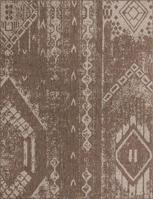 Brown 10' x 13' 1 Outdoor Bohemian Rectangle Area Rug Weather Resistant for Patio, Deck, Terrace, Balcony, Porch 100% Polypropylene Boho Carpet Mat for Sale at Rug Engine