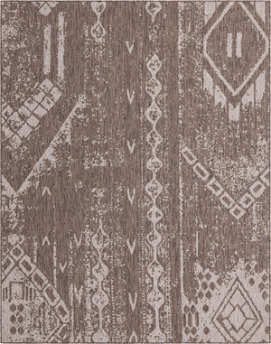 Brown 7' 10 x 10' Outdoor Bohemian Rectangle Area Rug Weather Resistant for Patio, Deck, Terrace, Balcony, Porch 100% Polypropylene Boho Carpet Mat for Sale at Rug Engine
