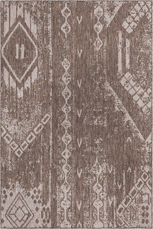 Brown 6' 1 x 9' Outdoor Bohemian Rectangle Area Rug Weather Resistant for Patio, Deck, Terrace, Balcony, Porch 100% Polypropylene Boho Carpet Mat for Sale at Rug Engine