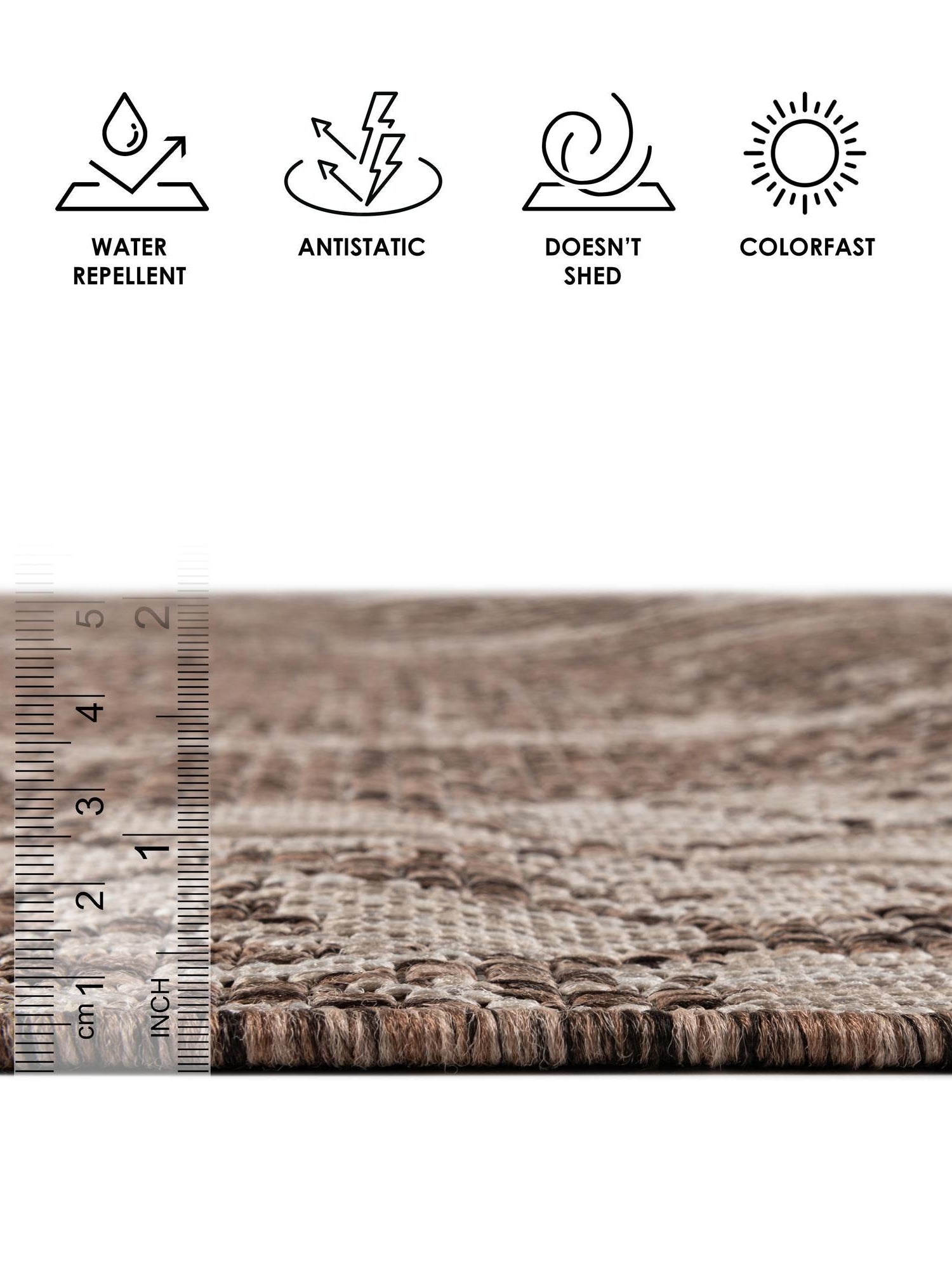 Brown 6' 1 x 9' Outdoor Bohemian Rectangle Area Rug Weather Resistant for Patio, Deck, Terrace, Balcony, Porch 100% Polypropylene Boho Carpet Mat for Sale at Rug Engine