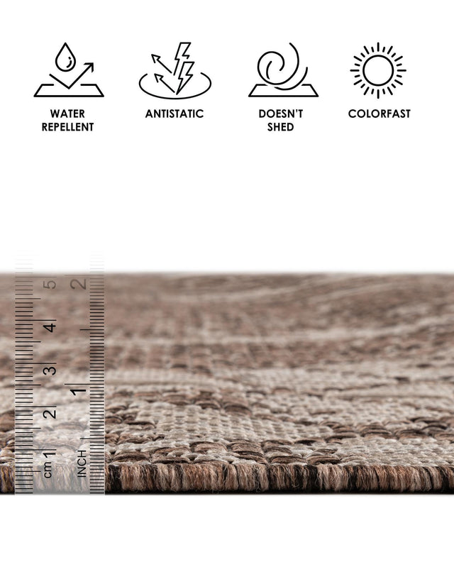 Brown 7' 1 x 10' Outdoor Bohemian Rectangle Area Rug Weather Resistant for Patio, Deck, Terrace, Balcony, Porch 100% Polypropylene Boho Carpet Mat for Sale at Rug Engine