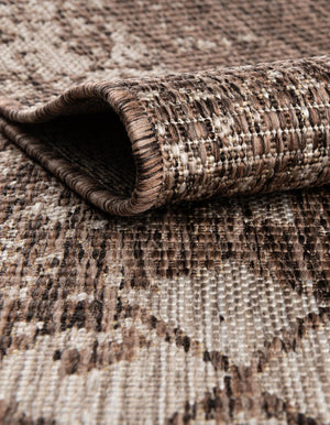 Brown 4' 1 x 6' 1 Outdoor Bohemian Rectangle Area Rug Weather Resistant for Patio, Deck, Terrace, Balcony, Porch 100% Polypropylene Boho Carpet Mat for Sale at Rug Engine