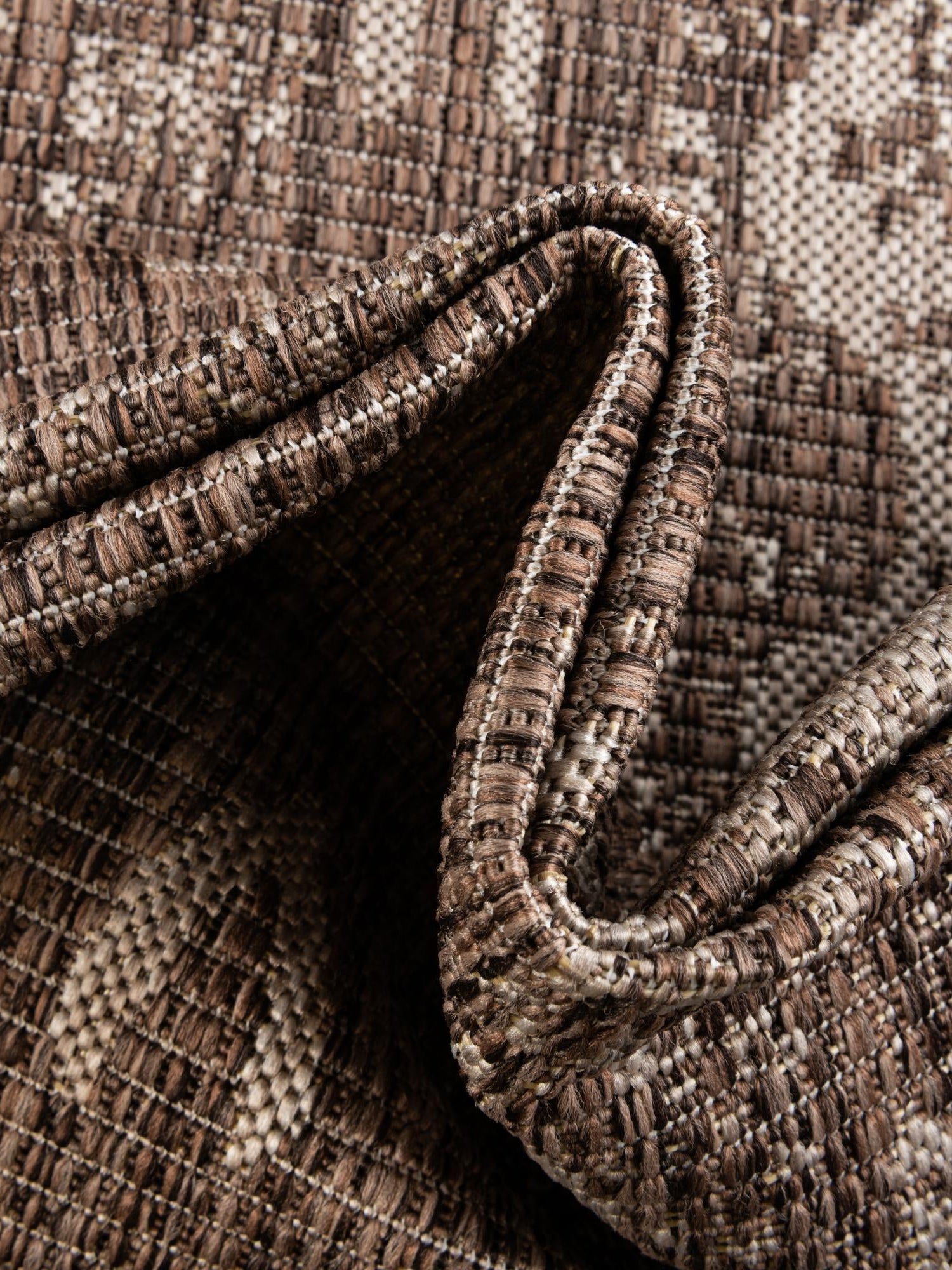 Brown 4' 1 x 6' 1 Outdoor Bohemian Rectangle Area Rug Weather Resistant for Patio, Deck, Terrace, Balcony, Porch 100% Polypropylene Boho Carpet Mat for Sale at Rug Engine