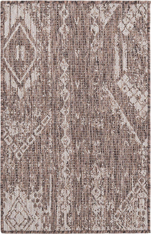 Brown 2' x 3' 1 Outdoor Bohemian Rectangle Area Rug Weather Resistant for Patio, Deck, Terrace, Balcony, Porch 100% Polypropylene Boho Carpet Mat for Sale at Rug Engine