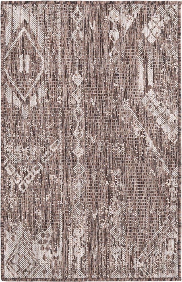 Brown 2' x 3' 1 Outdoor Bohemian Rectangle Area Rug Weather Resistant for Patio, Deck, Terrace, Balcony, Porch 100% Polypropylene Boho Carpet Mat for Sale at Rug Engine