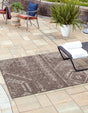 Brown 5' 3 x 5' 3 Outdoor Bohemian Square Area Rug Weather Resistant for Patio, Deck, Terrace, Balcony, Porch 100% Polypropylene Boho Carpet Mat for Sale at Rug Engine