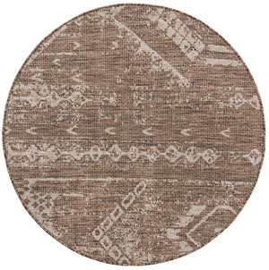 Brown 4' 1 x 4' 1 Outdoor Bohemian Round Area Rug Weather Resistant for Patio, Deck, Terrace, Balcony, Porch 100% Polypropylene Boho Carpet Mat for Sale at Rug Engine
