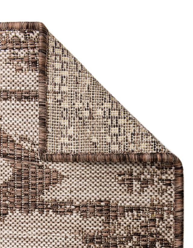 Brown 2' x 4' 1 Outdoor Bohemian Runner Area Rug Weather Resistant for Patio, Deck, Terrace, Balcony, Porch 100% Polypropylene Boho Carpet Mat for Sale at Rug Engine