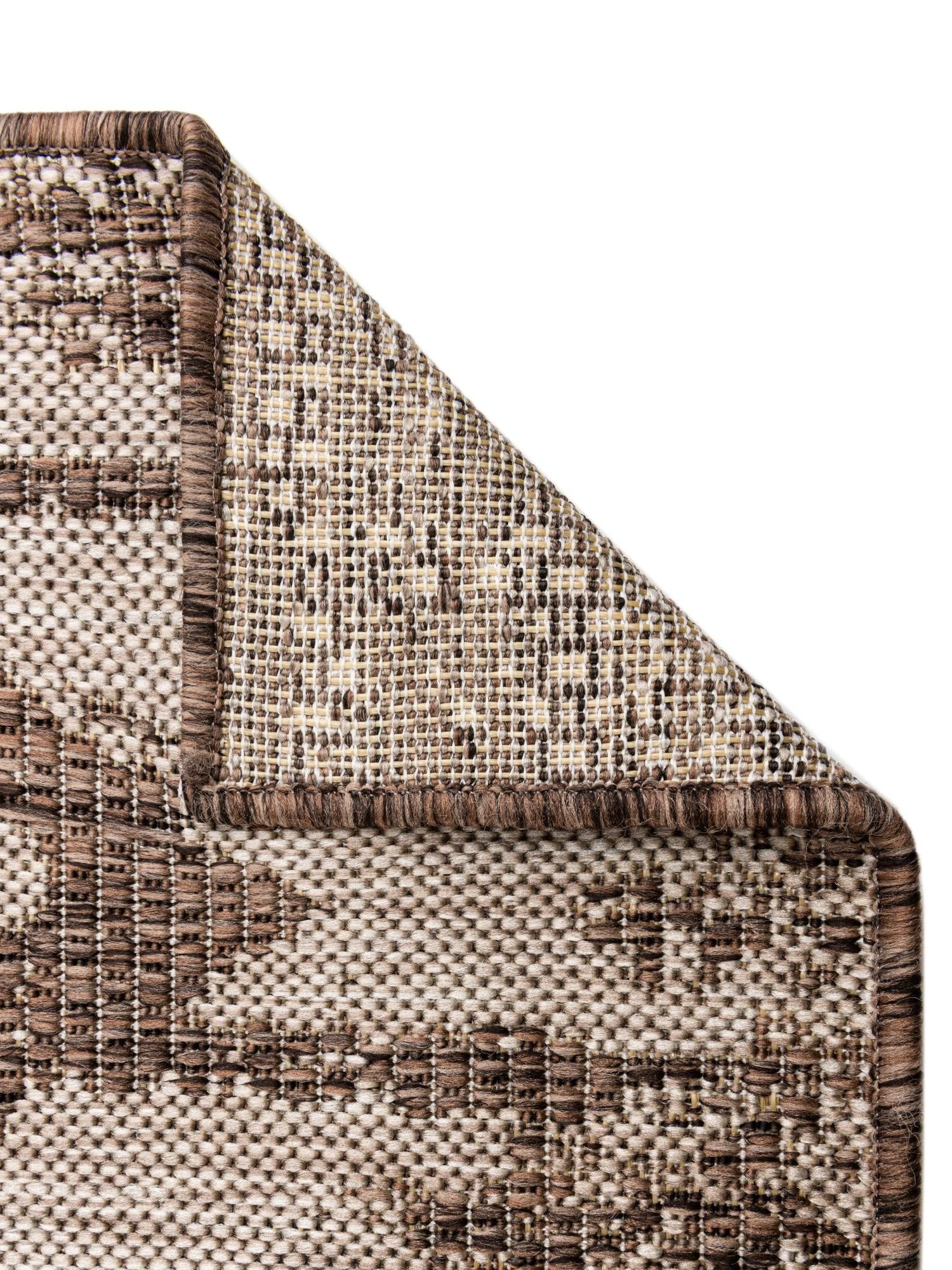 Brown 2' x 5' 3 Outdoor Bohemian Runner Area Rug Weather Resistant for Patio, Deck, Terrace, Balcony, Porch 100% Polypropylene Boho Carpet Mat for Sale at Rug Engine