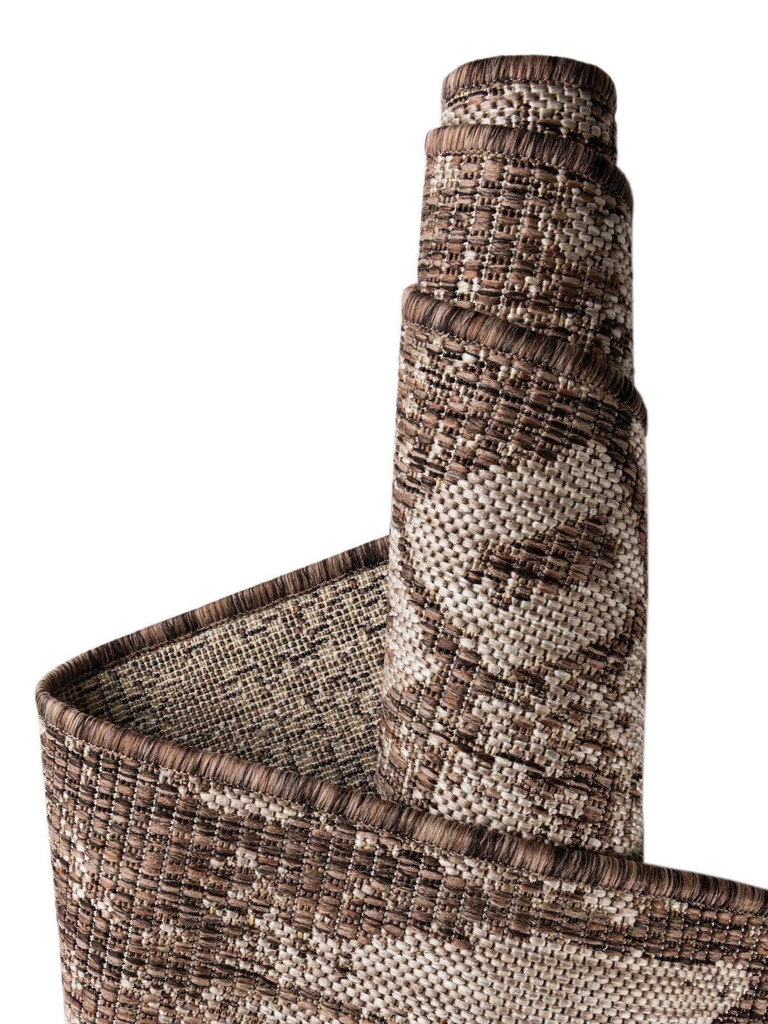 Brown 3' 3 x 14' 1 Outdoor Bohemian Runner Area Rug Weather Resistant for Patio, Deck, Terrace, Balcony, Porch 100% Polypropylene Boho Carpet Mat for Sale at Rug Engine