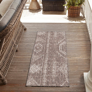 Brown 2' x 6' 1 Outdoor Bohemian Runner Area Rug Weather Resistant for Patio, Deck, Terrace, Balcony, Porch 100% Polypropylene Boho Carpet Mat for Sale at Rug Engine