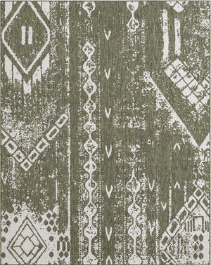 Green 7' 10 x 10' Outdoor Bohemian Rectangle Area Rug Weather Resistant for Patio, Deck, Terrace, Balcony, Porch 100% Polypropylene Boho Carpet Mat for Sale at Rug Engine