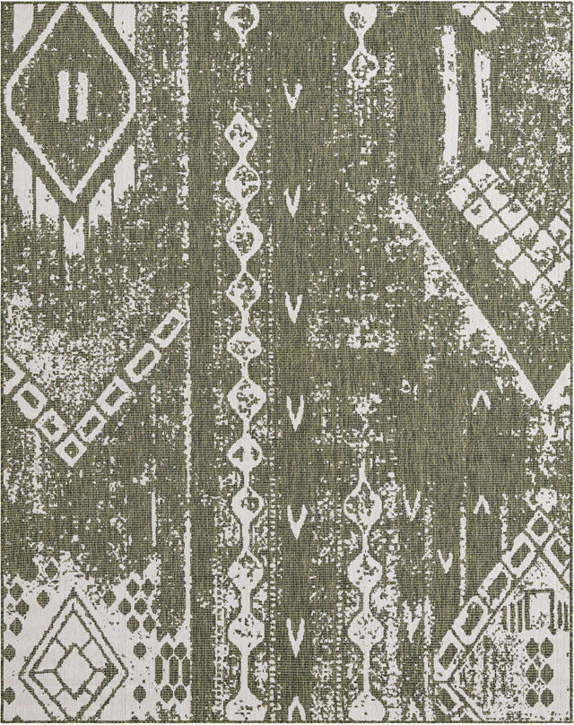 Green 7' 10 x 10' Outdoor Bohemian Rectangle Area Rug Weather Resistant for Patio, Deck, Terrace, Balcony, Porch 100% Polypropylene Boho Carpet Mat for Sale at Rug Engine