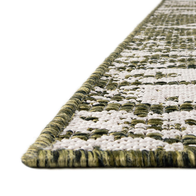 Green 7' 1 x 10' Outdoor Bohemian Rectangle Area Rug Weather Resistant for Patio, Deck, Terrace, Balcony, Porch 100% Polypropylene Boho Carpet Mat for Sale at Rug Engine