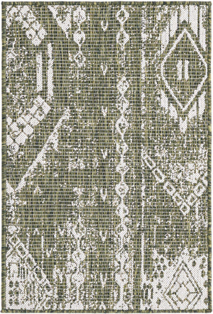 Green 2' x 3' 1 Outdoor Bohemian Rectangle Area Rug Weather Resistant for Patio, Deck, Terrace, Balcony, Porch 100% Polypropylene Boho Carpet Mat for Sale at Rug Engine