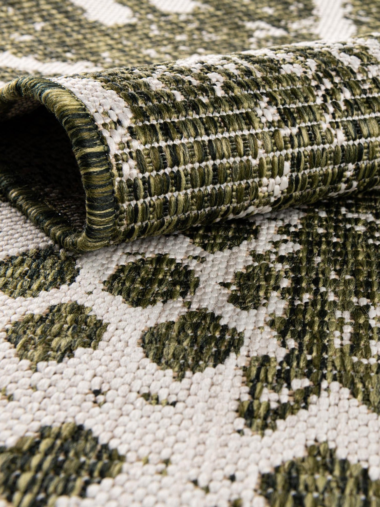 Green 7' 1 x 7' 1 Outdoor Bohemian Square Area Rug Weather Resistant for Patio, Deck, Terrace, Balcony, Porch 100% Polypropylene Boho Carpet Mat for Sale at Rug Engine