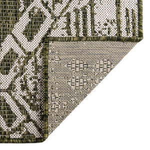 Green 10' 8 x 10' 8 Outdoor Bohemian Square Area Rug Weather Resistant for Patio, Deck, Terrace, Balcony, Porch 100% Polypropylene Boho Carpet Mat for Sale at Rug Engine