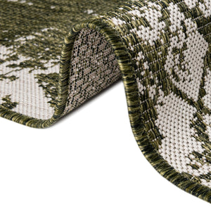 Green 5' 3 x 5' 3 Outdoor Bohemian Square Area Rug Weather Resistant for Patio, Deck, Terrace, Balcony, Porch 100% Polypropylene Boho Carpet Mat for Sale at Rug Engine