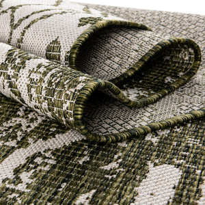 Green 5' 3 x 5' 3 Outdoor Bohemian Square Area Rug Weather Resistant for Patio, Deck, Terrace, Balcony, Porch 100% Polypropylene Boho Carpet Mat for Sale at Rug Engine