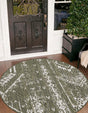 Green 6' 1 x 6' 1 Outdoor Bohemian Round Area Rug Weather Resistant for Patio, Deck, Terrace, Balcony, Porch 100% Polypropylene Boho Carpet Mat for Sale at Rug Engine