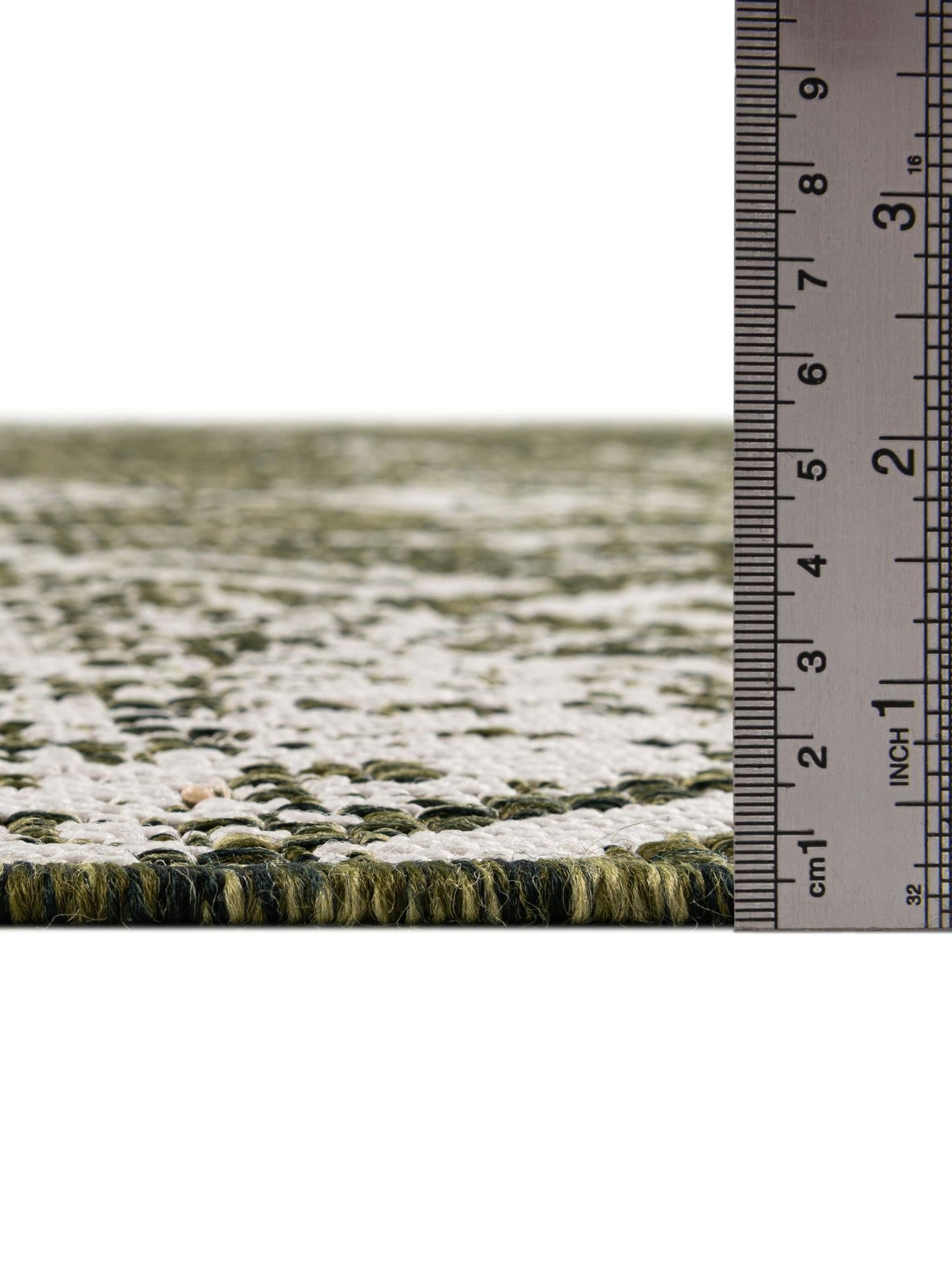 Green 6' 1 x 6' 1 Outdoor Bohemian Round Area Rug Weather Resistant for Patio, Deck, Terrace, Balcony, Porch 100% Polypropylene Boho Carpet Mat for Sale at Rug Engine