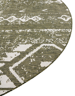 Green 7' 10 x 7' 10 Outdoor Bohemian Round Area Rug Weather Resistant for Patio, Deck, Terrace, Balcony, Porch 100% Polypropylene Boho Carpet Mat for Sale at Rug Engine