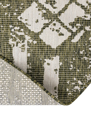 Green 7' 10 x 7' 10 Outdoor Bohemian Round Area Rug Weather Resistant for Patio, Deck, Terrace, Balcony, Porch 100% Polypropylene Boho Carpet Mat for Sale at Rug Engine