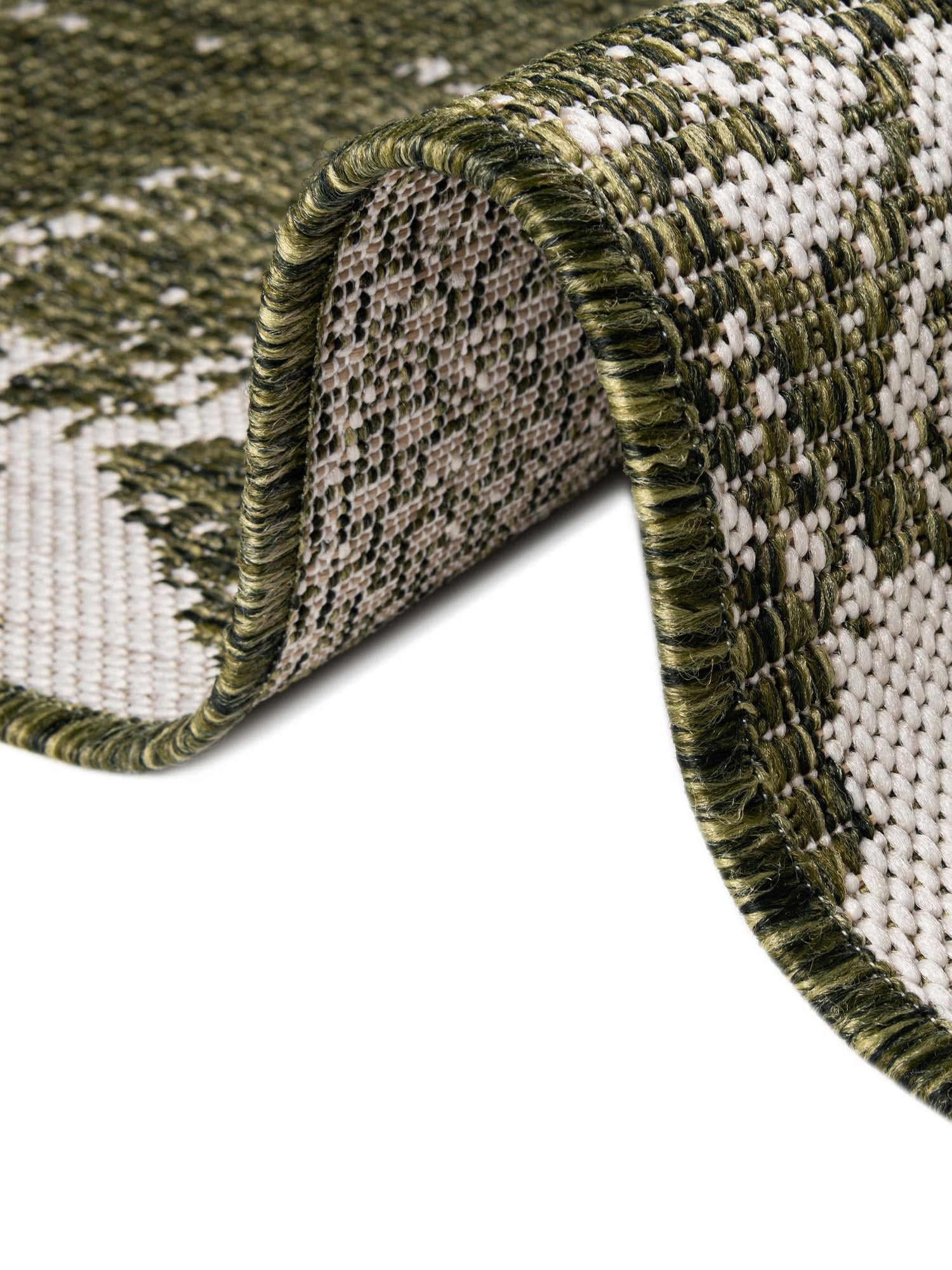 Green 6' 1 x 6' 1 Outdoor Bohemian Round Area Rug Weather Resistant for Patio, Deck, Terrace, Balcony, Porch 100% Polypropylene Boho Carpet Mat for Sale at Rug Engine
