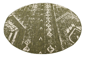 Green 7' 10 x 7' 10 Outdoor Bohemian Round Area Rug Weather Resistant for Patio, Deck, Terrace, Balcony, Porch 100% Polypropylene Boho Carpet Mat for Sale at Rug Engine