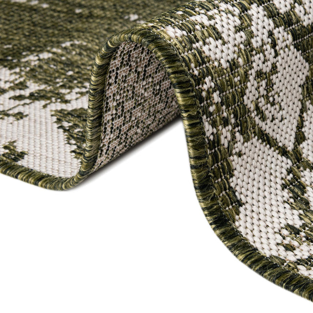 Green 3' 3 x 14' 1 Outdoor Bohemian Runner Area Rug Weather Resistant for Patio, Deck, Terrace, Balcony, Porch 100% Polypropylene Boho Carpet Mat for Sale at Rug Engine