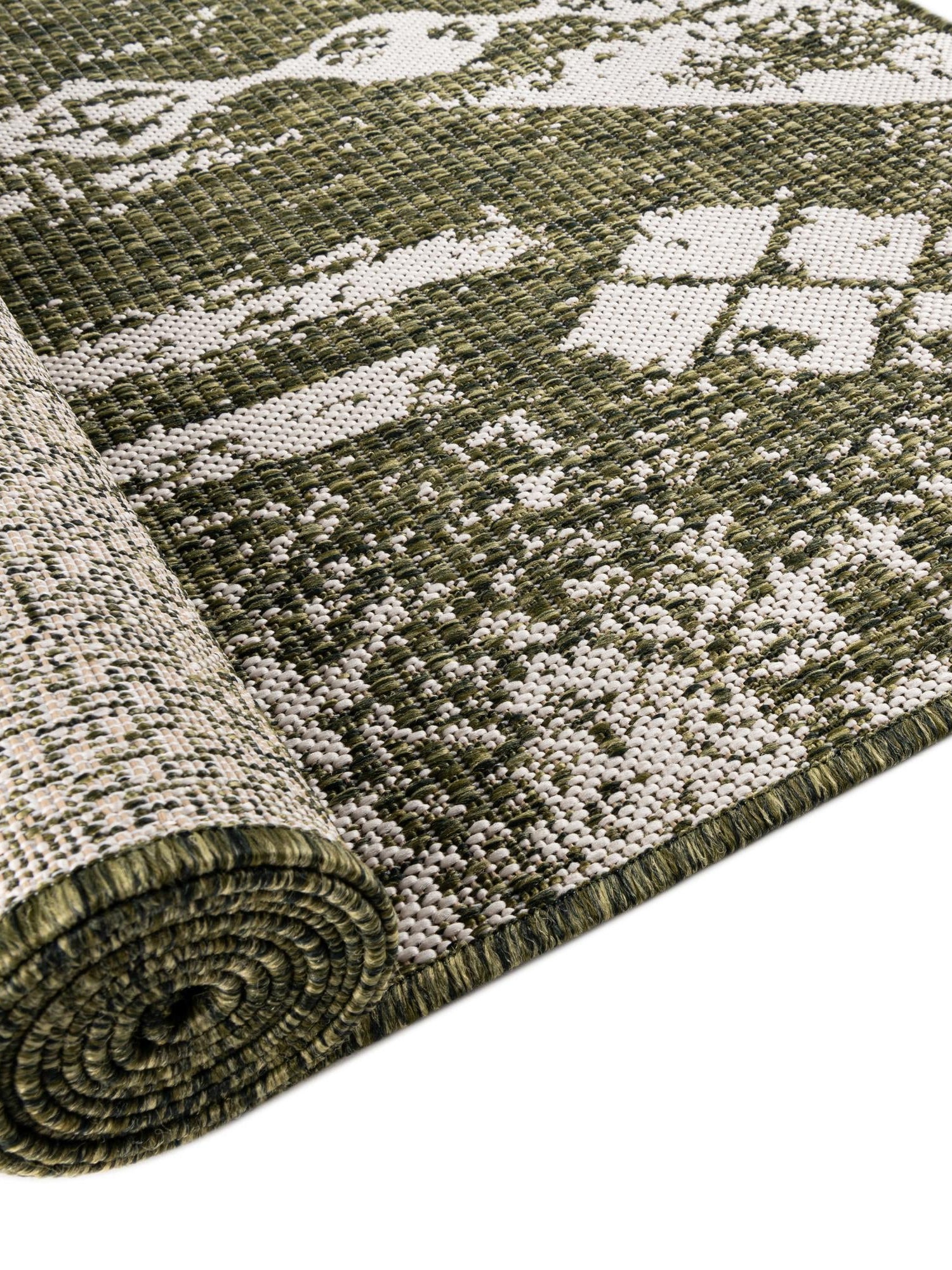 Green 2' x 5' 3 Outdoor Bohemian Runner Area Rug Weather Resistant for Patio, Deck, Terrace, Balcony, Porch 100% Polypropylene Boho Carpet Mat for Sale at Rug Engine