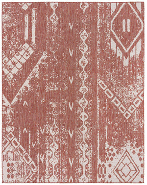 Rust Red 7' 10 x 10' Outdoor Bohemian Rectangle Area Rug Weather Resistant for Patio, Deck, Terrace, Balcony, Porch 100% Polypropylene Boho Carpet Mat for Sale at Rug Engine