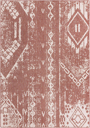 Rust Red 7' 1 x 10' Outdoor Bohemian Rectangle Area Rug Weather Resistant for Patio, Deck, Terrace, Balcony, Porch 100% Polypropylene Boho Carpet Mat for Sale at Rug Engine