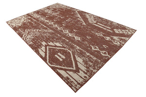 Rust Red 6' 1 x 9' Outdoor Bohemian Rectangle Area Rug Weather Resistant for Patio, Deck, Terrace, Balcony, Porch 100% Polypropylene Boho Carpet Mat for Sale at Rug Engine