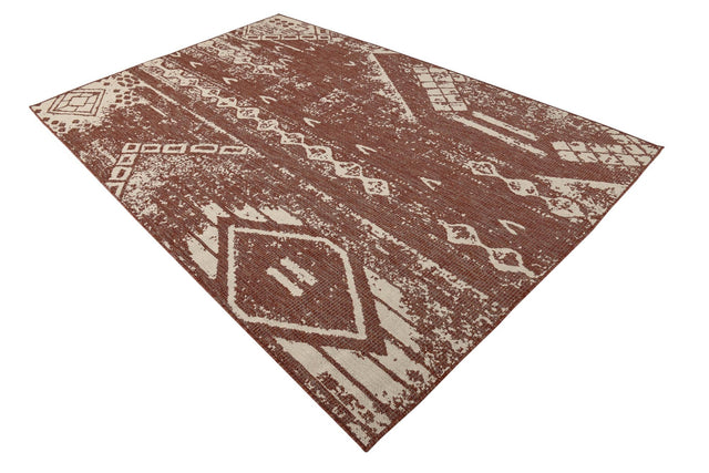Rust Red 6' 1 x 9' Outdoor Bohemian Rectangle Area Rug Weather Resistant for Patio, Deck, Terrace, Balcony, Porch 100% Polypropylene Boho Carpet Mat for Sale at Rug Engine