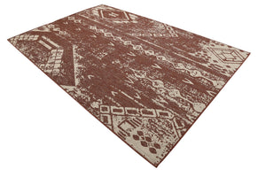 Rust Red 6' 1 x 9' Outdoor Bohemian Rectangle Area Rug Weather Resistant for Patio, Deck, Terrace, Balcony, Porch 100% Polypropylene Boho Carpet Mat for Sale at Rug Engine