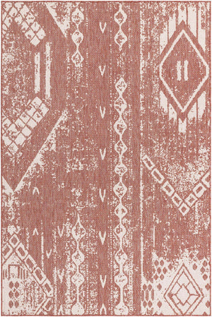 Rust Red 6' 1 x 9' Outdoor Bohemian Rectangle Area Rug Weather Resistant for Patio, Deck, Terrace, Balcony, Porch 100% Polypropylene Boho Carpet Mat for Sale at Rug Engine