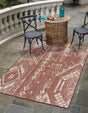 Rust Red 7' 1 x 10' Outdoor Bohemian Rectangle Area Rug Weather Resistant for Patio, Deck, Terrace, Balcony, Porch 100% Polypropylene Boho Carpet Mat for Sale at Rug Engine