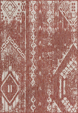 Rust Red 4' 1 x 6' 1 Outdoor Bohemian Rectangle Rug
