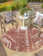 Rust Red 4' 1 x 4' 1 Outdoor Bohemian Round Area Rug Weather Resistant for Patio, Deck, Terrace, Balcony, Porch 100% Polypropylene Boho Carpet Mat for Sale at Rug Engine