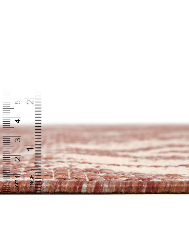 Rust Red 4' 1 x 4' 1 Outdoor Bohemian Round Area Rug Weather Resistant for Patio, Deck, Terrace, Balcony, Porch 100% Polypropylene Boho Carpet Mat for Sale at Rug Engine