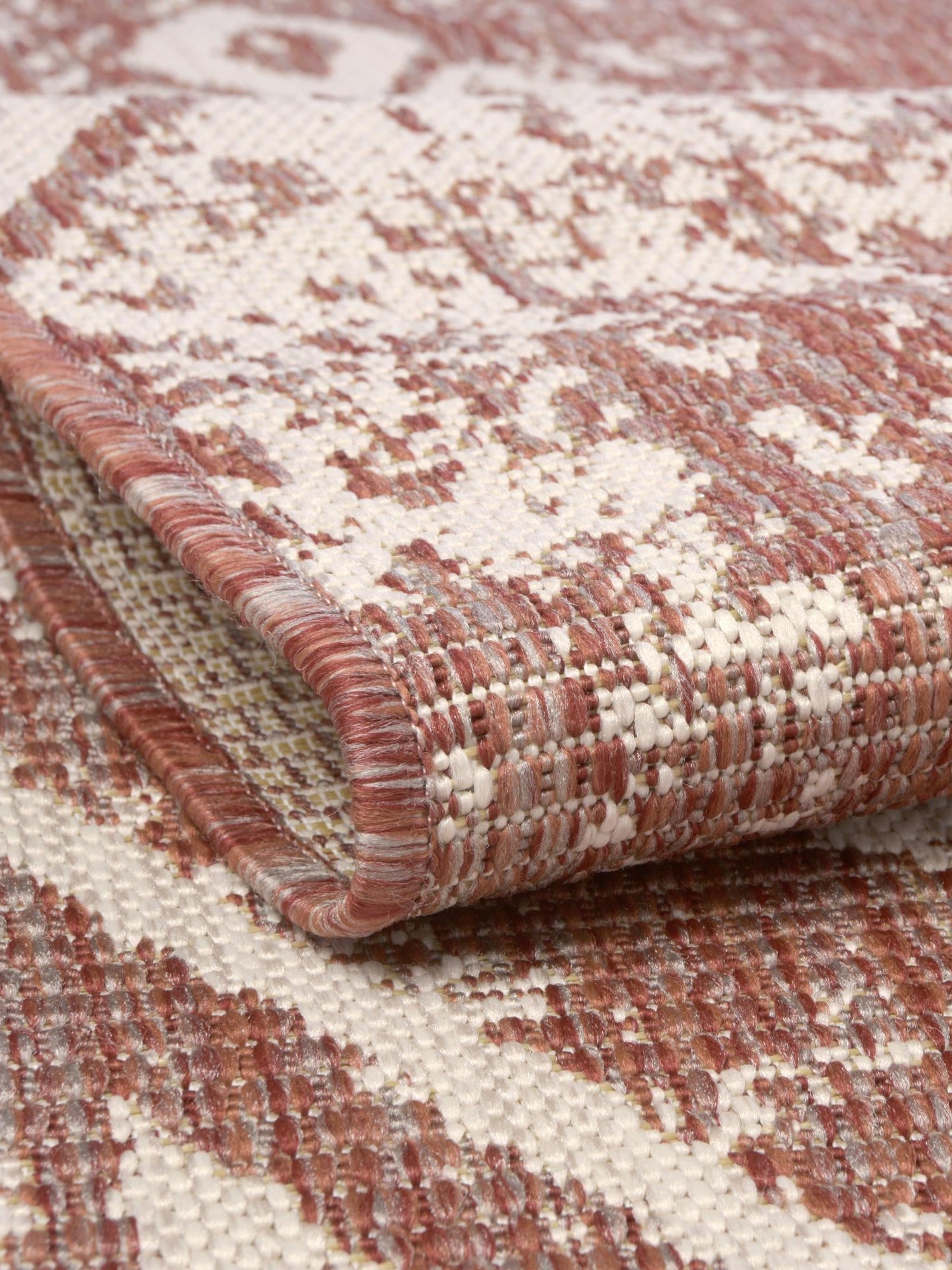 Rust Red 4' 1 x 4' 1 Outdoor Bohemian Round Area Rug Weather Resistant for Patio, Deck, Terrace, Balcony, Porch 100% Polypropylene Boho Carpet Mat for Sale at Rug Engine
