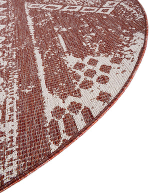 Rust Red 4' 1 x 4' 1 Outdoor Bohemian Round Area Rug Weather Resistant for Patio, Deck, Terrace, Balcony, Porch 100% Polypropylene Boho Carpet Mat for Sale at Rug Engine