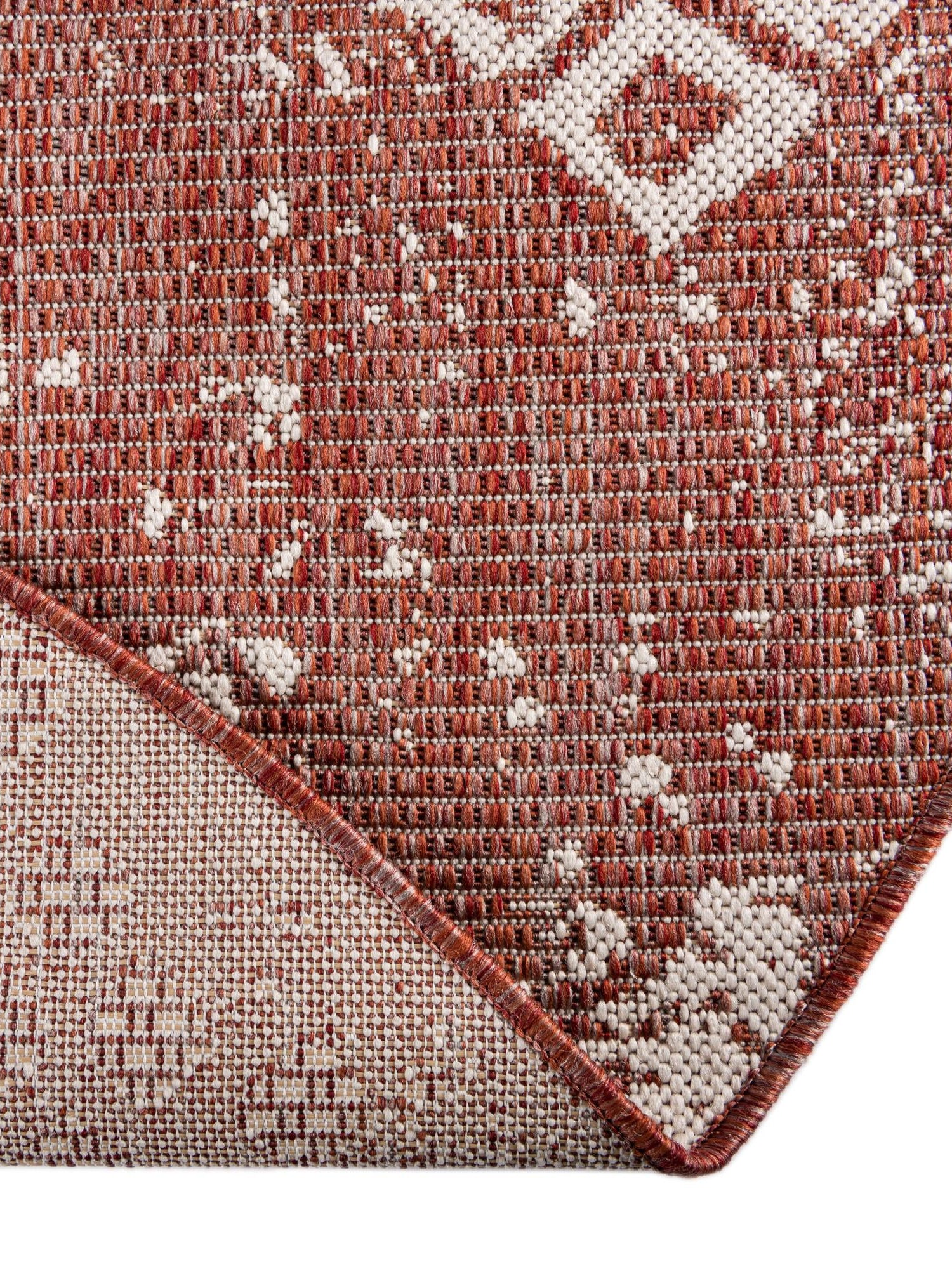 Rust Red 3' 1 x 3' 1 Outdoor Bohemian Round Area Rug Weather Resistant for Patio, Deck, Terrace, Balcony, Porch 100% Polypropylene Boho Carpet Mat for Sale at Rug Engine
